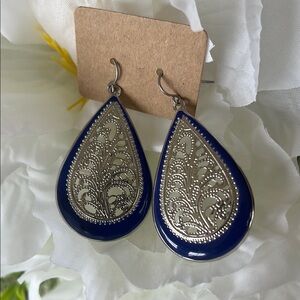 Blue and Silver Teardrop Earrings